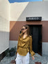 Premium Satin Cowl Neck Waist Tie Trumpet Sleeves Tops